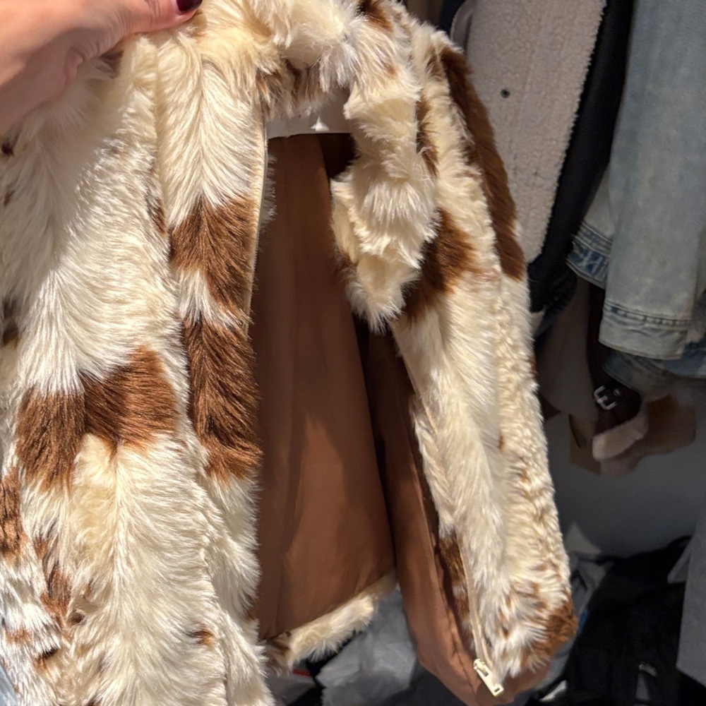 Zara Teddy Jacket - Brown and Cream